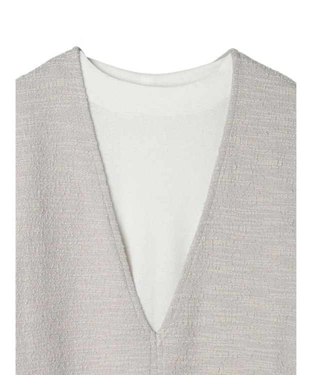 Green Parks ＳＥＴ２点　カットツイードベスト＋プルオーバー Light Gray