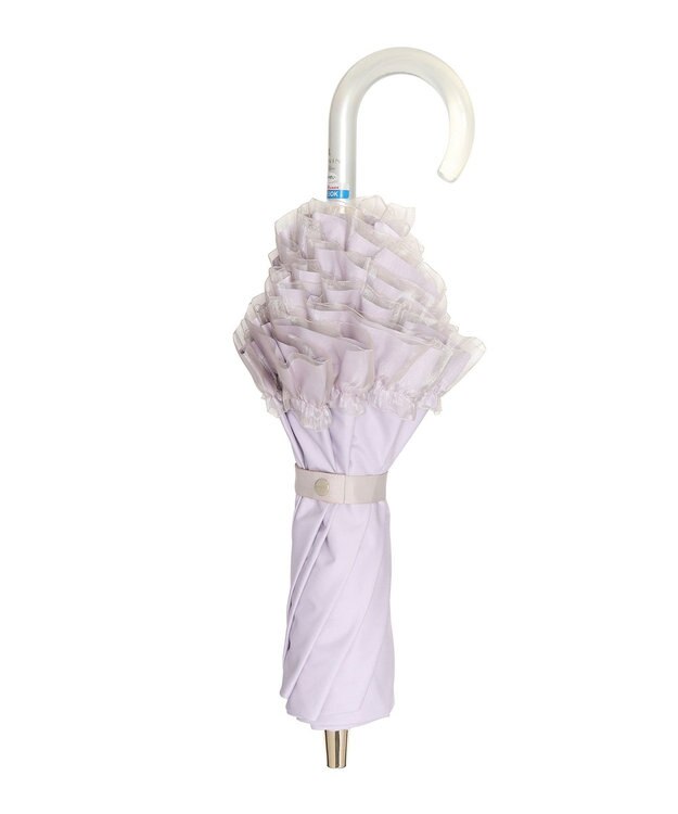 MOONBAT 【ランバン オン ブルー（LANVIN en Bleu）】晴雨兼用折りたたみ日傘　ビジュー付きオーガンジーフリル ライトパープル