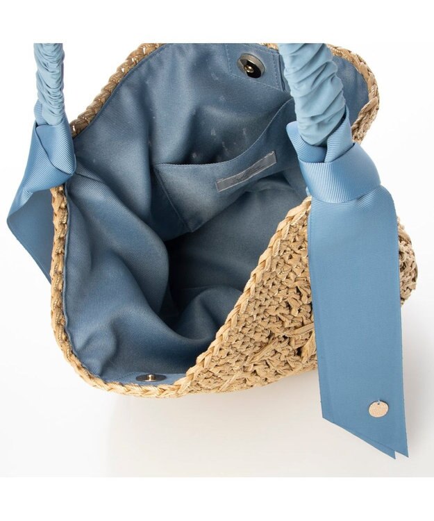 UNBILLION cachecache 下がりグログラン柄編みワンハンドルクロッシェトート サックスブルー