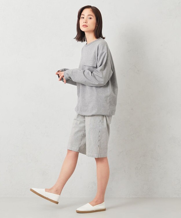 JOSEPH ABBOUD MOUNTAIN 【SPACE／UNISEX】ストライプイージーショートパンツ ホワイト系1