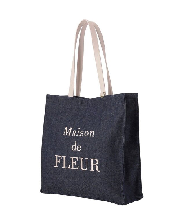 Maison de FLEUR デニムブランドロゴスクエアトートバッグ Indigo