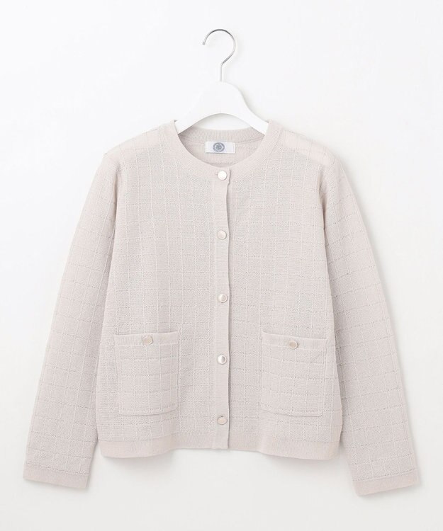 J.PRESS LADIES L 【洗える】WINDY ニット ジャケット ライトグレー系