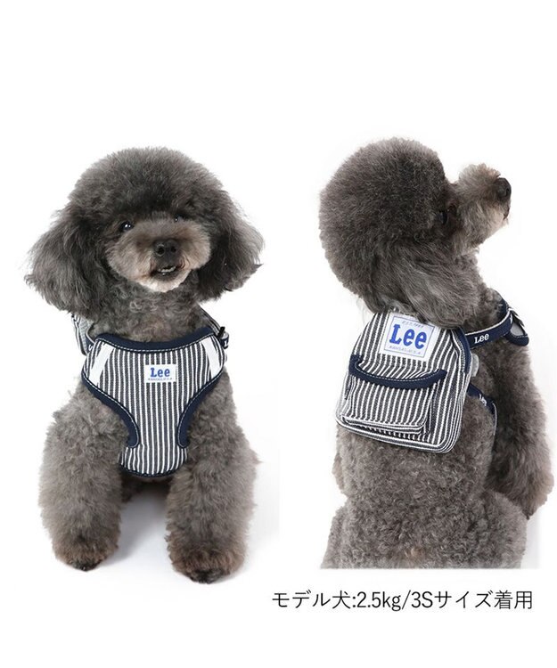 PET PARADISE Ｌｅｅ ヒッコリーリュック付きハーネス 【３Ｓ】 紺（ネイビー・インディゴ）