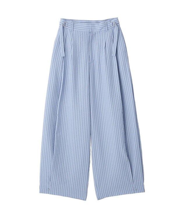 CRAFT STANDARD BOUTIQUE ベルトデザインワイドパンツ Stripe Sax
