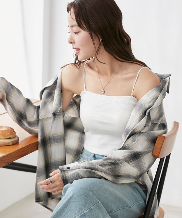 WEGO 【カップ付きインナー/SMサイズ展開】なちゅ盛れカップインショートキャミ オフホワイト