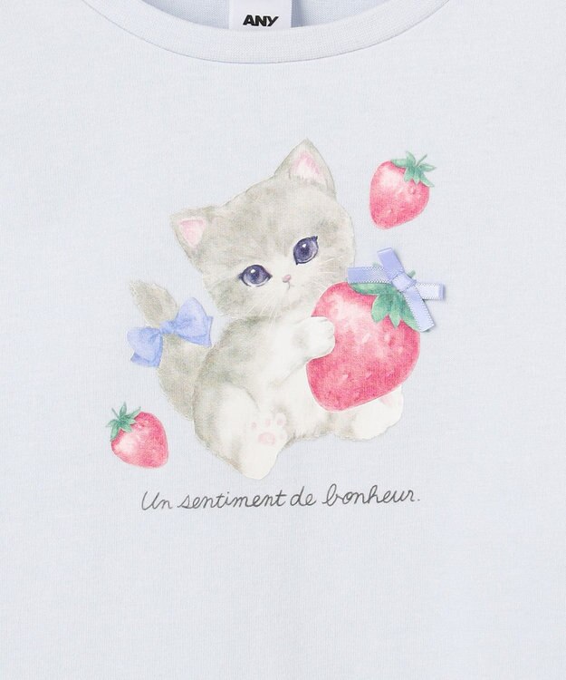 ANY KIDS 【Strawberry Collection】アートプリント 長袖Tシャツ サックスブルー