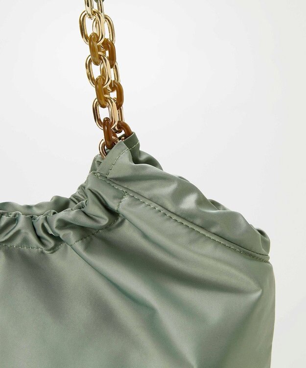 TOPKAPI 【TREASURE TOPKAPI】コンビチェーン ギャザー ナイロン トートバッグ グリーングレー