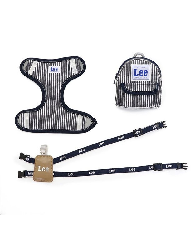 PET PARADISE Ｌｅｅ ヒッコリーリュック付きハーネス 【３Ｓ】 紺（ネイビー・インディゴ）