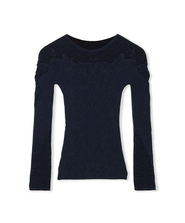 Chacott 【ノーソーイングニット】リバーシブルクルーネックトップ ネイビー