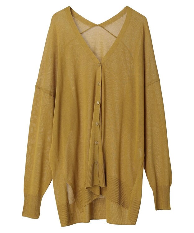 earth music&ecology 接触冷感Ｖネックカーディガン Yellow