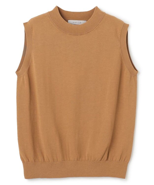 UNFILO L UVモイスト スリーブレスニット キャメル