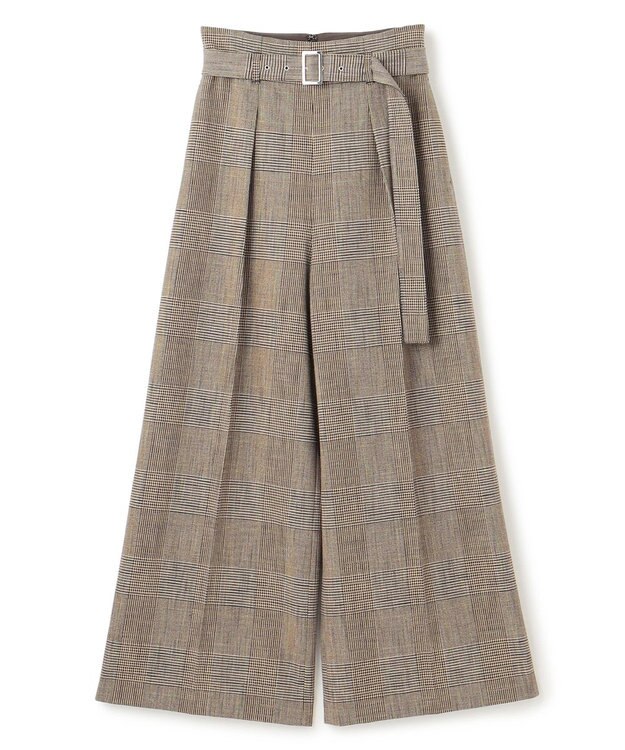 uncrave グレンチェック ワイドパンツ ブラウンチェック