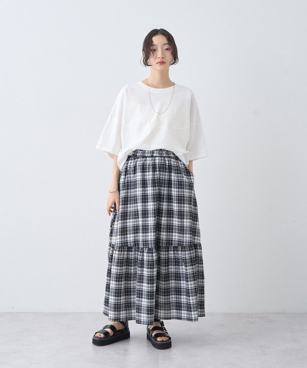 earth music&ecology ドルマンバックプリントＴｅｅ Off White