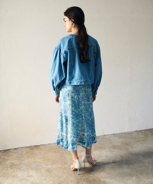 GRACE CONTINENTAL ノーカラーデニムジャケット インディゴ