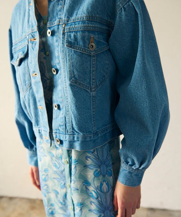 GRACE CONTINENTAL ノーカラーデニムジャケット インディゴ