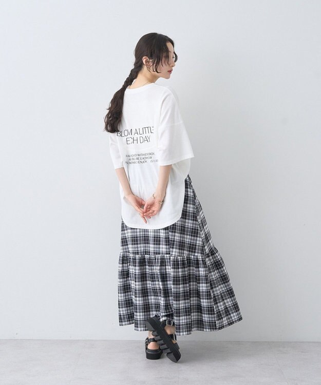 earth music&ecology ドルマンバックプリントＴｅｅ Off White