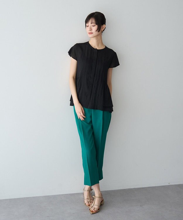 YECCA VECCA ペプラムシアーブラウス Black