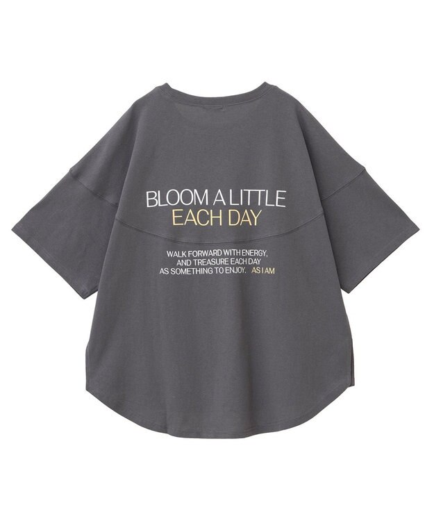 earth music&ecology ドルマンバックプリントＴｅｅ Charcoal Gray