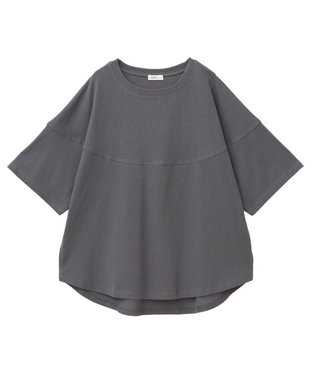 earth music&ecology ドルマンバックプリントＴｅｅ Charcoal Gray