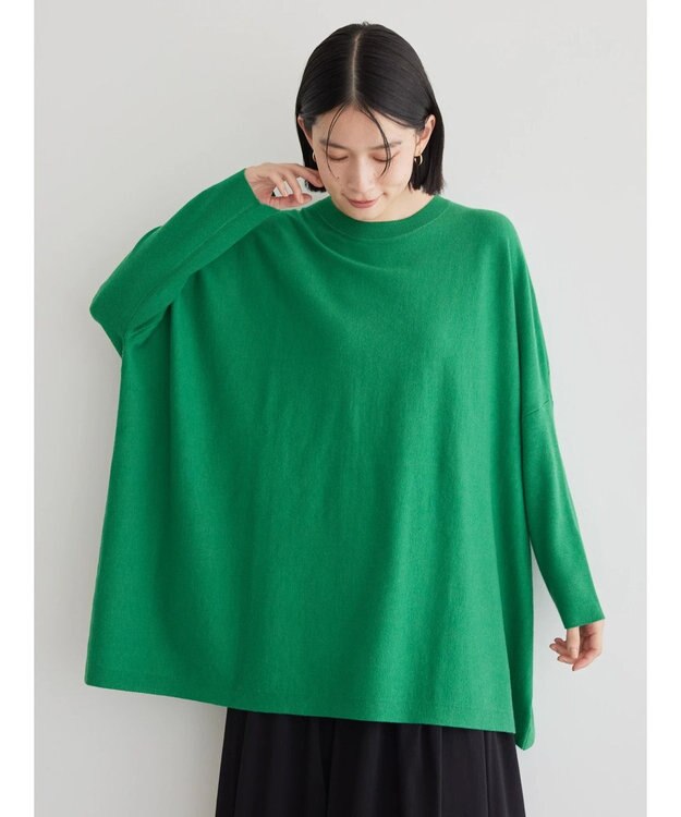 AMERICAN HOLIC バイパチポンチョライクＢＩＧニットチュニック Green