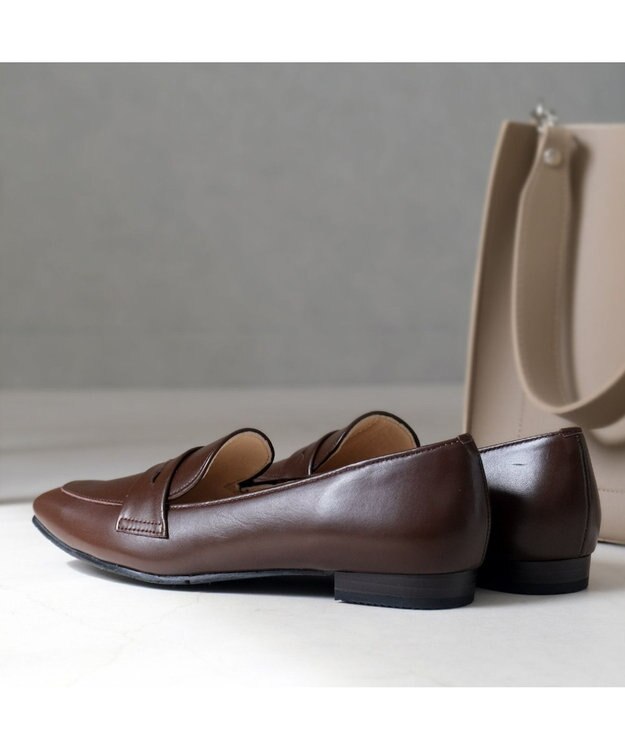 Pointer 日本製 本革シンプルローファー ブラウン