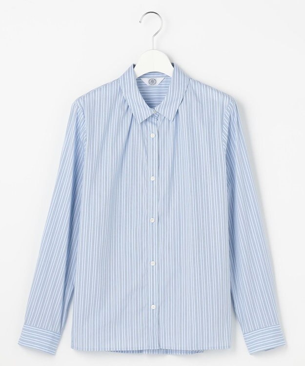 J.PRESS LADIES BEZ ドビーストライプ シャツカラー ブラウス サックス系
