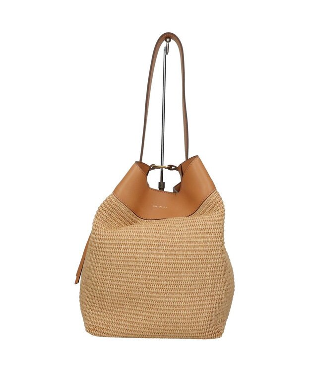 INTER-CHAUSSURES 【LORISTELLA】ワンハンドル異素材コンビネーション巾着バッグ キャメルコンビ