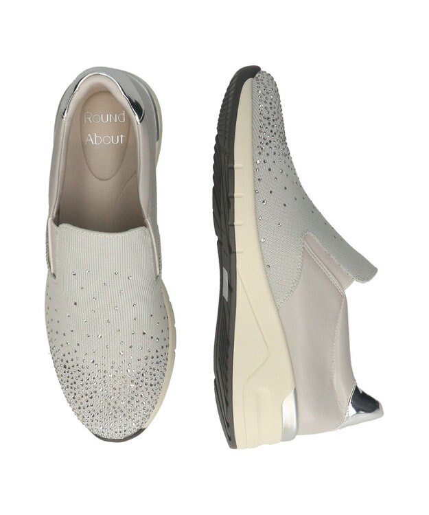 Bridget Birkin 【Round About】ラインストーンアクセントスリッポンスニーカー ライトグレー