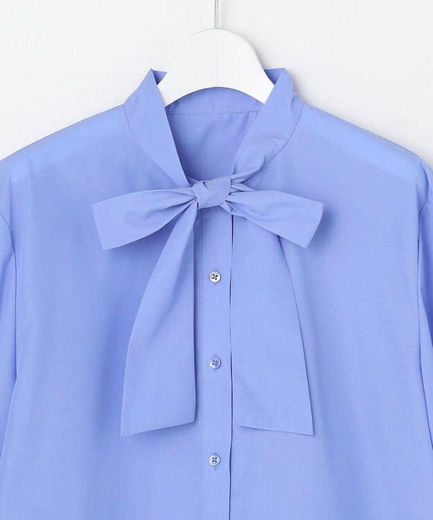 自由区 L 【カタログ掲載】ナチュラルタッチボウタイ ブラウス サックス