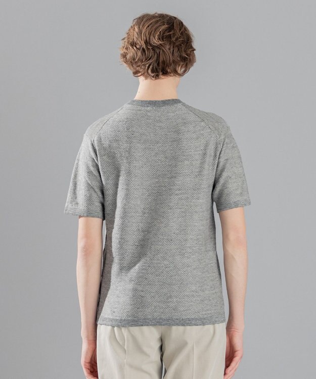 JOSEPH HOMME リネンヘリンボン　Vネックニット ライトグレー系3