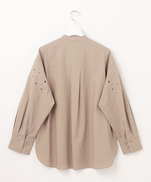 自由区 S 【洗える】テンセルコットンエンブロイダリーシャツ ブラウス モカ