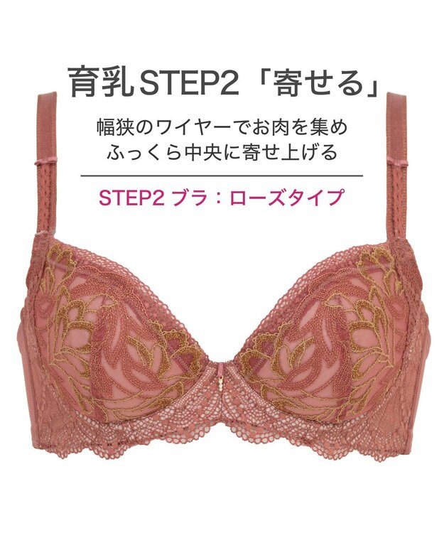 BRADELIS New York 【BRADELIS New York / 育乳ブラ・STEP2 寄せる】ローズステップ2ブラ23A1  脇高設計でスッキリ補正するブラ テラコッタ