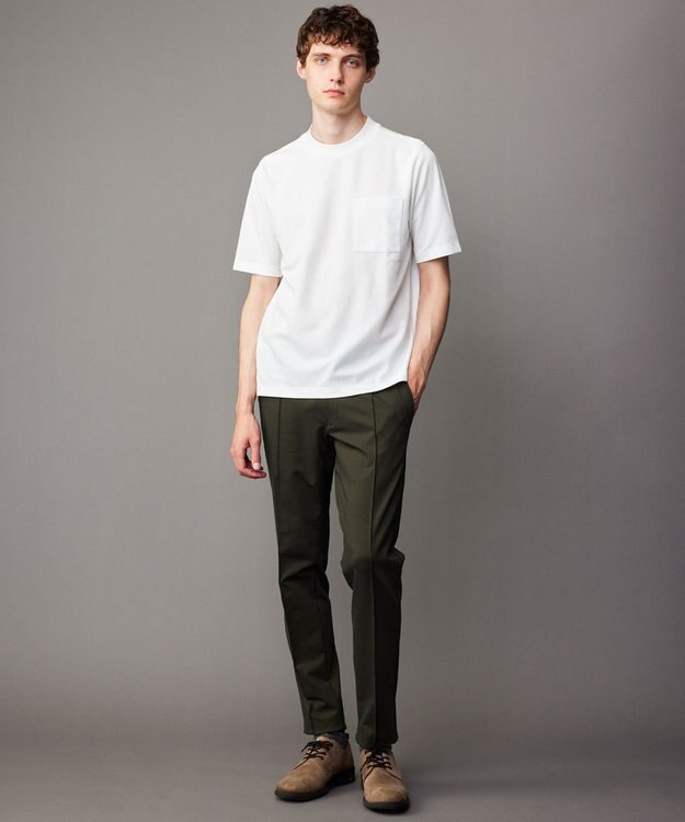 JOSEPH ABBOUD 【キングサイズ・ジャケットインにもおすすめドレスTee/吸水速乾/上質感】ミラノリブダブルフェイス Tシャツ ホワイト系