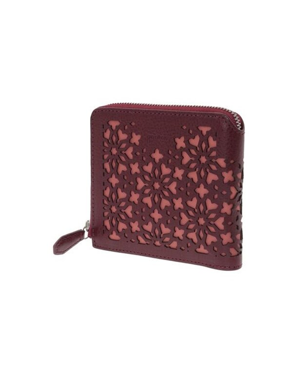 genten カレイド 外ファスナー2つ折り財布 ワイン