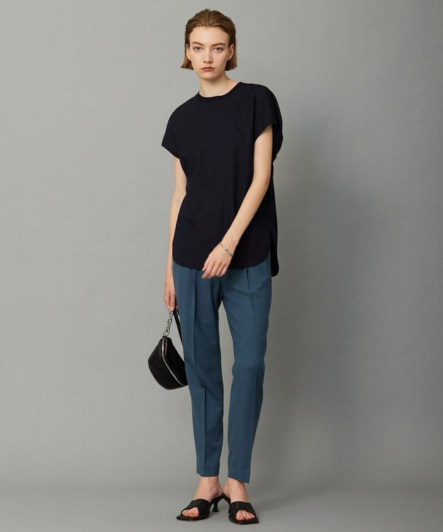 ICB L 【洗える】ウール2WAYストレッチ テーパードパンツ ダルブルー系