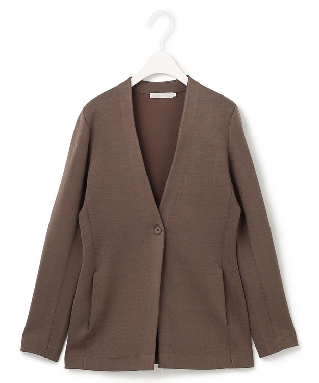 ICB 【洗える】シンセティックヤーンスムース ニットジャケット モカ系