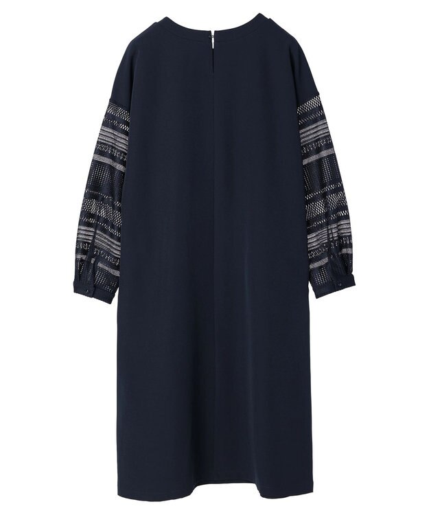Green Parks 洗える袖レースワンピース Navy