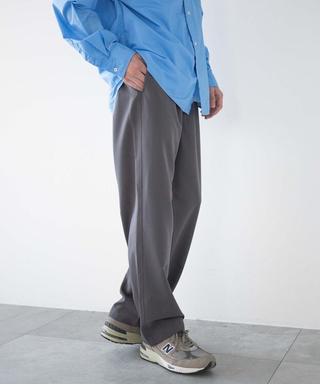 WEGO 【ウエストゴム/SMLサイズ展開】TRイージーストレートパンツ ダークグレー