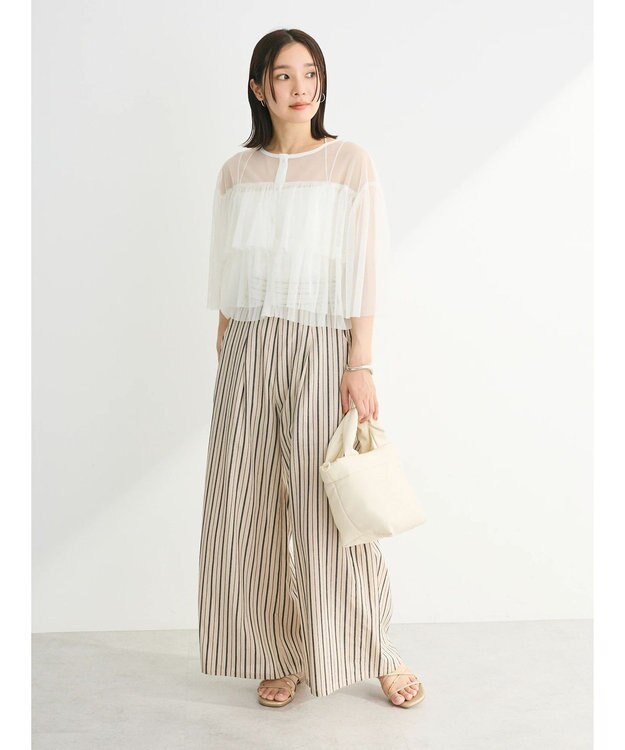 Green Parks ・ＳＵＧＡＲ　ＳＰＯＯＮ　チュールティアードブラウス Off White