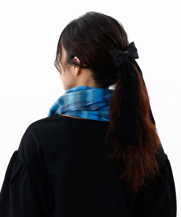 AURORA 【 ANNA SUI（アナ スイ）】ウールチェックマフラー(WASH) ブルー