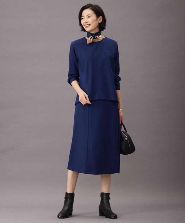 J.PRESS LADIES S ウールスムース ペプラム カットソー ブルー系