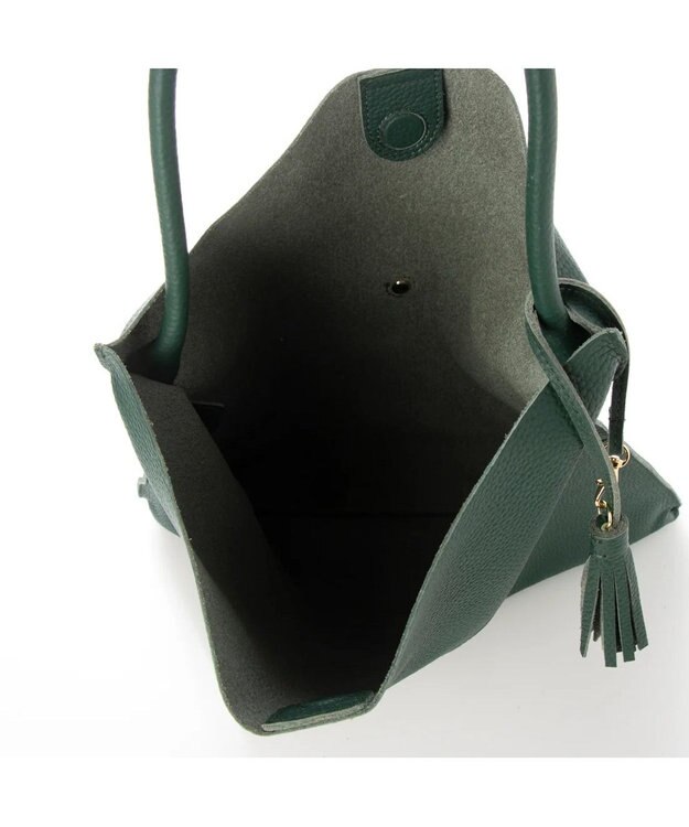 UNBILLION perche / カウレザー裏無し1本手トート グリーン