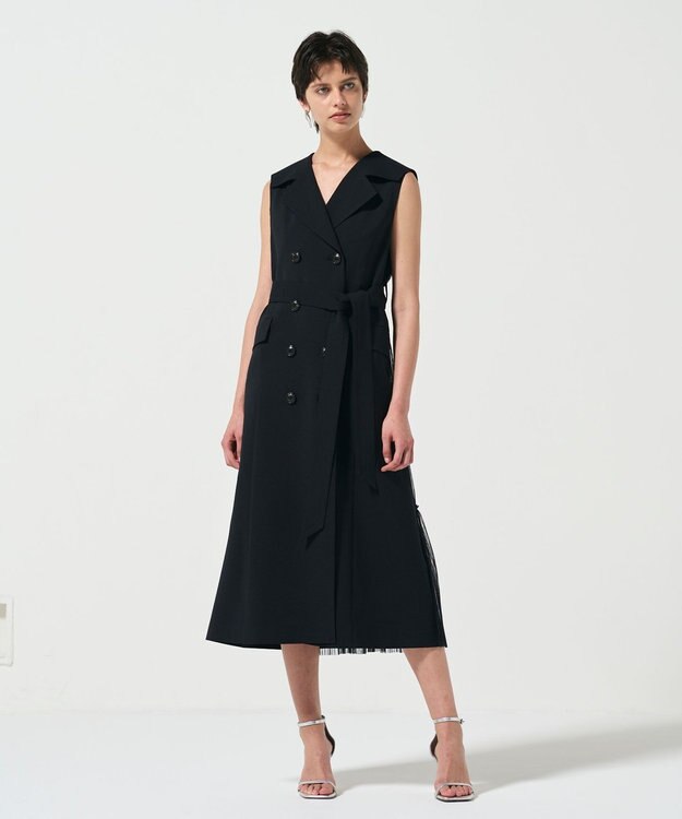 GRACE CONTINENTAL バックプリーツトレンチワンピース ブラック