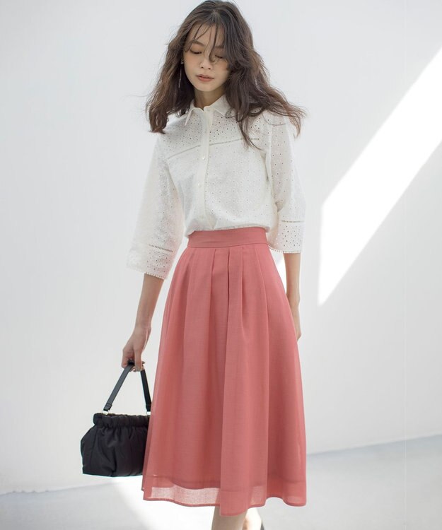 組曲 S エンブロイダリーレース襟付 ブラウス アイボリー系