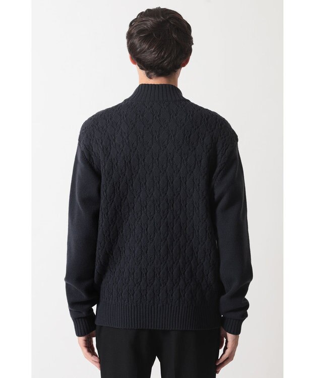 DAKS エアリースパン アラン裏目 ニットブルゾン ネイビー