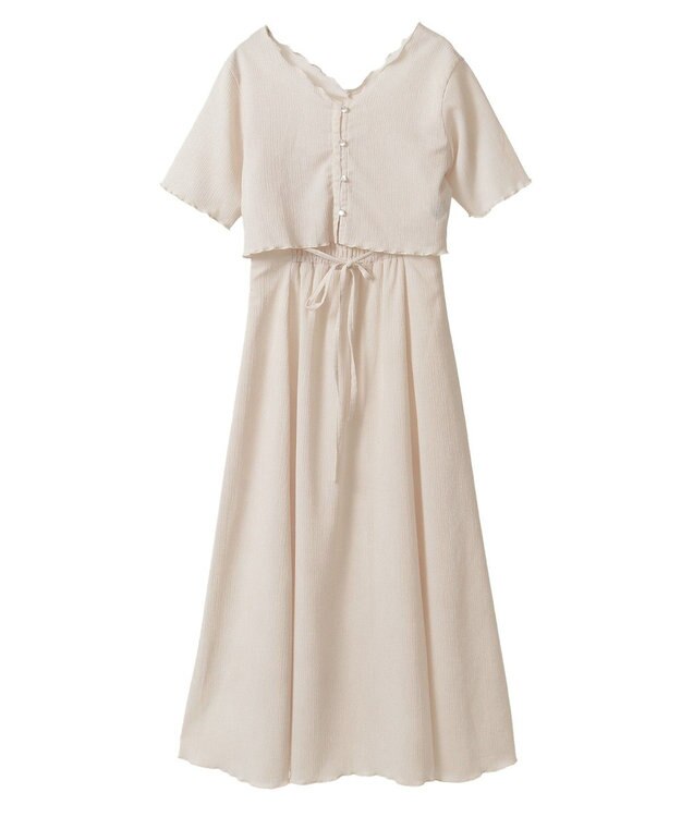 earth music&ecology ＳＥＴ２点ギャザーカットカーデ＋キャミワンピース Ivory