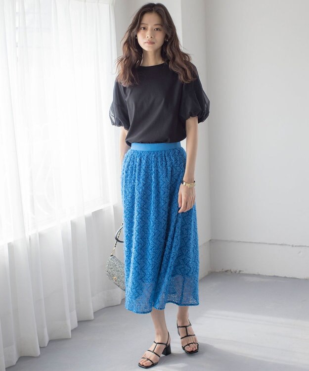 組曲 L フェザーチュール スカート ブルー系