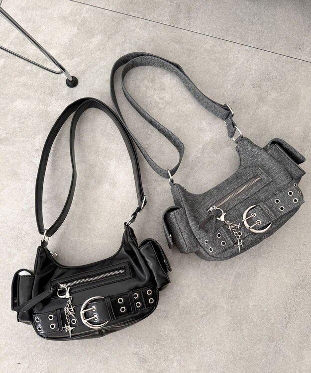 WEGO キラキラチャーム付きベルトショルダー ブラック