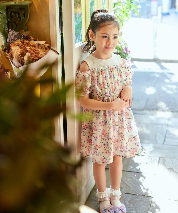 ANY KIDS リボン ヒール サンダル パールピンク