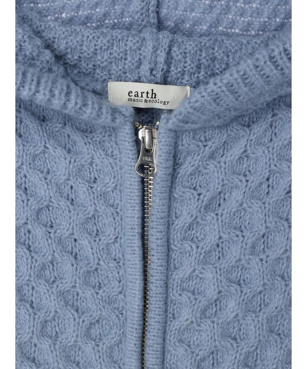 earth music&ecology ケーブルニットパーカー Grayish Blue